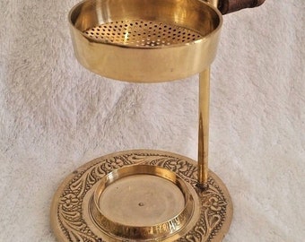 Brass Resin Frankincense Myrrh Incense Burner 12cm | Tea Light Candle Burner | Gold Colour | Aromatherapy Incense Burner for Home Fragrance