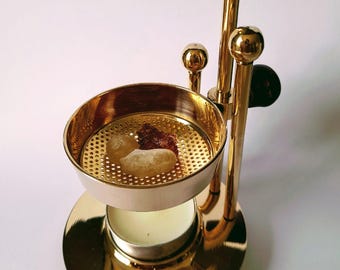 Brass Incense Burner for Home Meditation Yoga Tea Light Candle Burner for Prayer Ritual Altar Incense Holder for New Home Gift