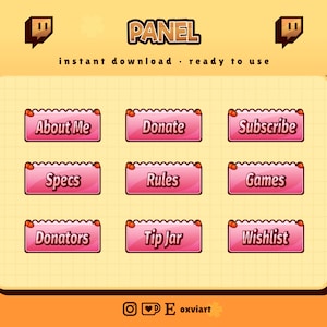 30x Twitch Panels - Strawberry | Stream Panel | Twitch Layout | Instant Download