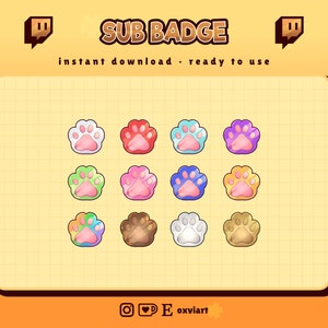 12x Twitch Sub Badge - Paws | Twitch Elements | Instant Download