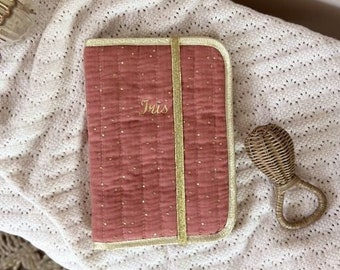 MARSALA quilted cotton double gauze health book cover