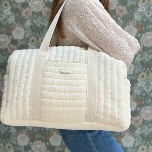 Quilted double cotton gauze changing bag ECRU image 4