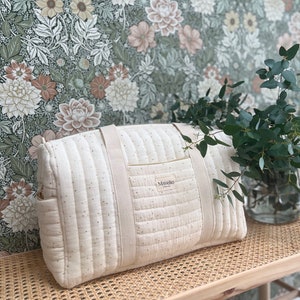 Quilted double cotton gauze changing bag ECRU image 2
