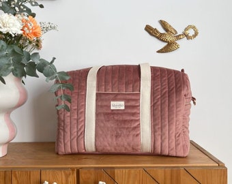 Sac à langer matelassé velours rose