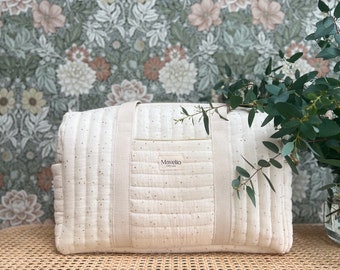 Quilted double cotton gauze changing bag ECRU