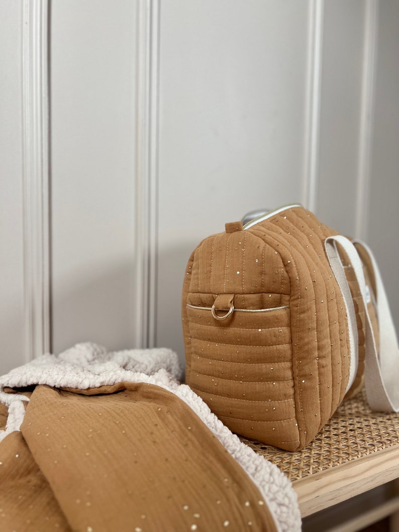 CAMEL double cotton gauze quilted diaper bag image 3