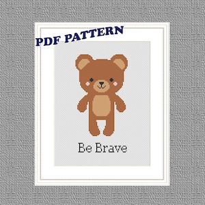 Bär Kreuzstichvorlage Bär Bär Kreuzstich PDF Tier Kreuzstich Easy Kreuzstich PDF Wald Baby Kinderzimmer Lustiger Kreuzstich