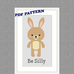 Bunny cross stitch pattern Baby cross stitch PDF Animal cross stitch pattern Easy bunny cross stitch PDF Woodland Animals baby nursery DIY