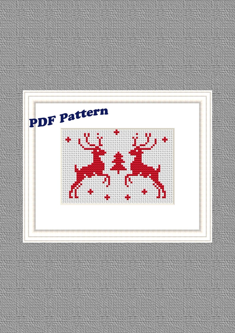 Reindeer cross stitch pattern Christmas easy pattern PDF | Etsy