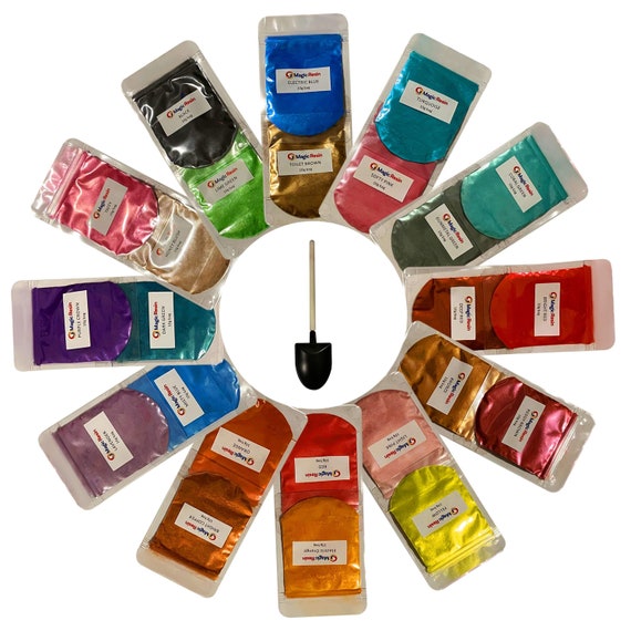 Mica Powder Set of 25 Colours (10 g Each) for Epoxy Resin, Bath Bombs & Crafts