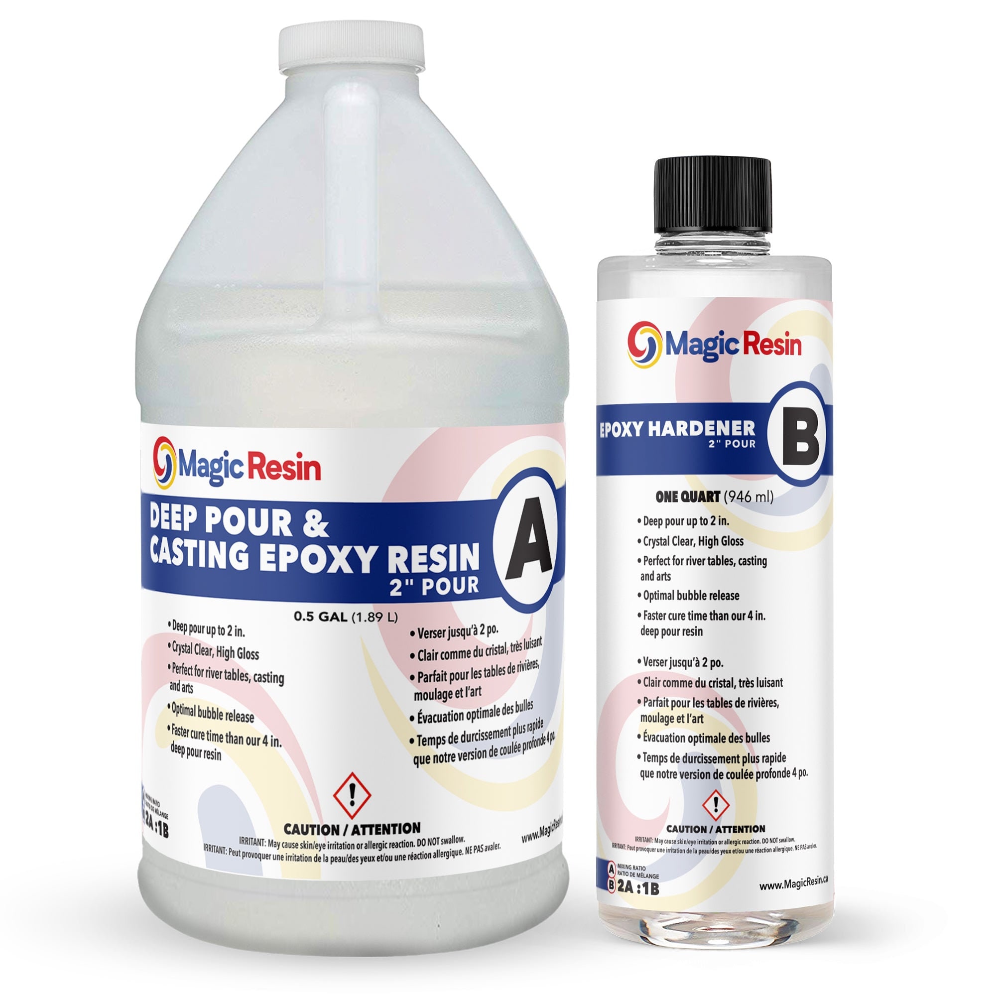 0.75 Gallon 2.85 L 2'' Deep Pour Epoxy Resin Clear Epoxy Resin Kit