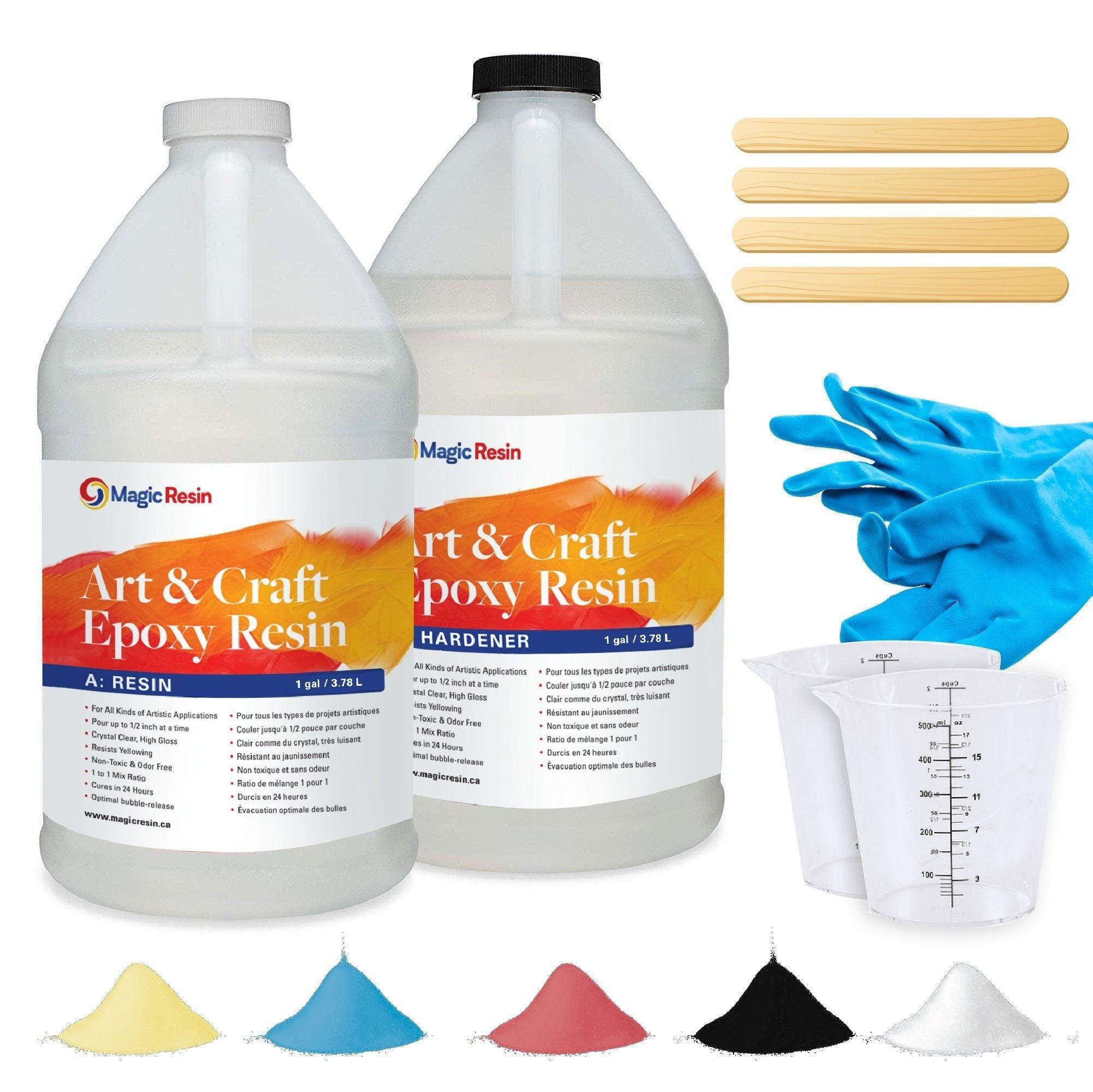 Epoxy Resin Promise Epoxy- Clear Coat Table Top | 2-Part 1 Gal (0.5 Gal  Epoxy Resin & 0.5 Gal Hardener Set)| Resin Epoxy Kit with Mixing Cups, Stir