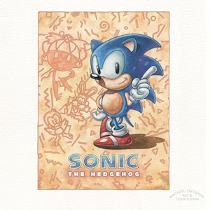 ソニック・ザ・ヘッジホッグから取られた水彩画