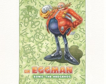Sonic The Hedgehog - Fine Art Print Aquarelle - Révisé, Numéroté Et Signé