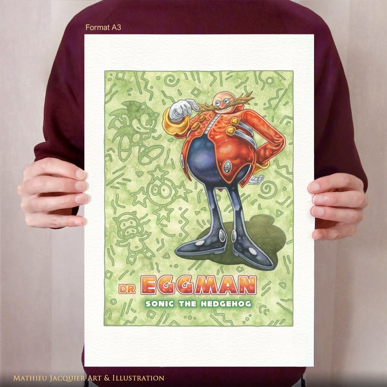 Watercolor Painting Taken From Dr Eggman Sonic the Hedgehog - Etsy
