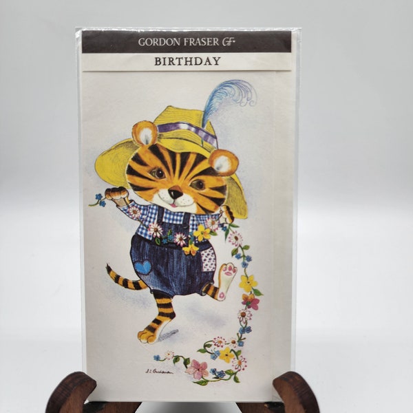 Cute Vintage Birthday Card 1970s Tiger Cartoon