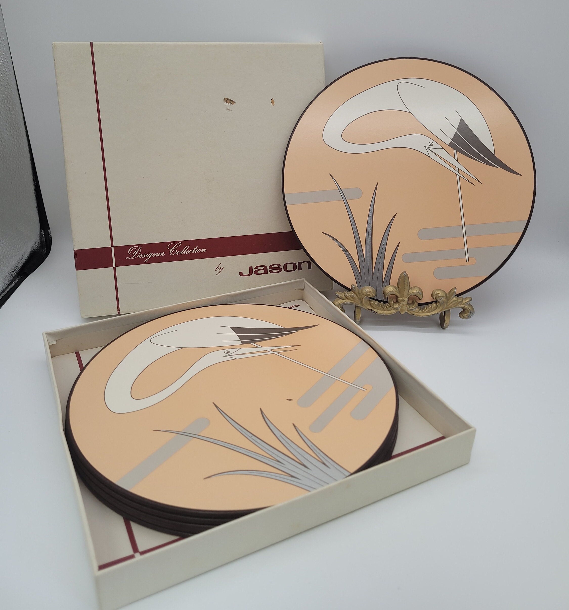 Retro Jason Round Placemats Set of 6 Heron Peach - Etsy Canada