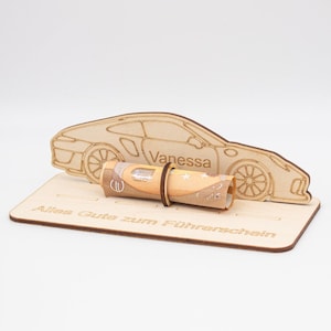 Geldgeschenk zum Führerschein - aus Holz personalisiert