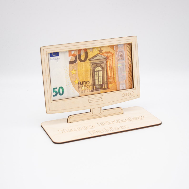 Geldgeschenk Fernseher aus Holz personalisiert Bild 5