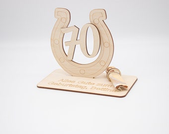 Geldgeschenk 70.Geburtstag - aus Holz personalisiert