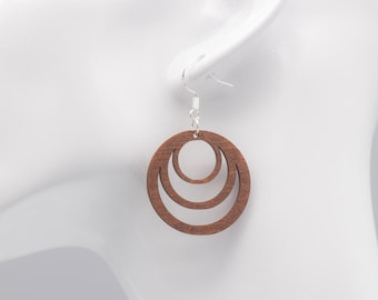 Elegante Holz Hängeohrringe Kreise