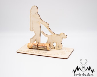 Geldgeschenk mit Hund - aus Holz personalisiert