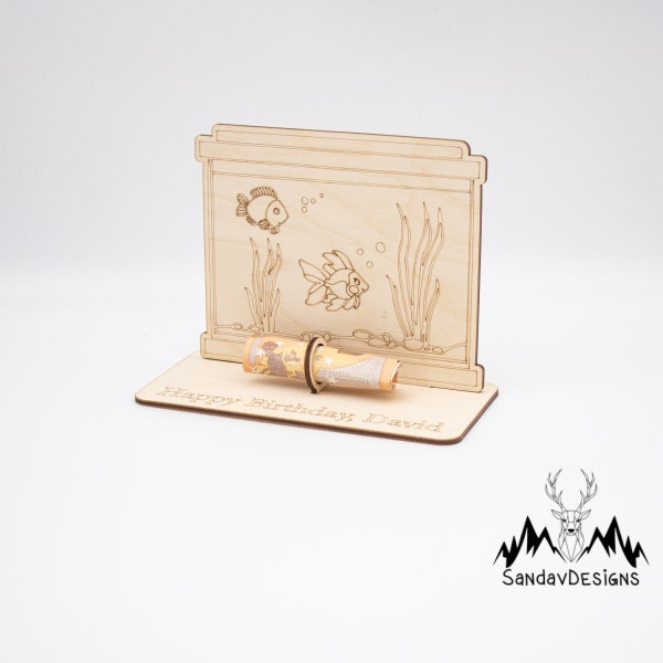 Geldgeschenk Aquarium - aus Holz personalisiert