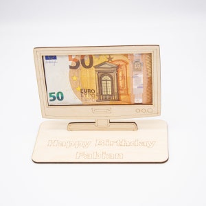 Geldgeschenk Fernseher aus Holz personalisiert Bild 4