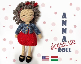 Anna gehaakt poppenpatroon, amigurumi van 40 cm (pdf-patroon)