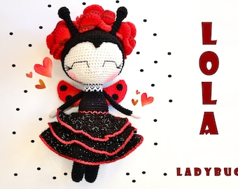 Haakpatroon Lola Lieveheersbeestje: amigurumi-lieveheersbeestjemeisje (pdf-patroon)