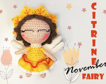 Haakpatroon citrienfee: geboortesteen amigurumi november (pdf-patroon)