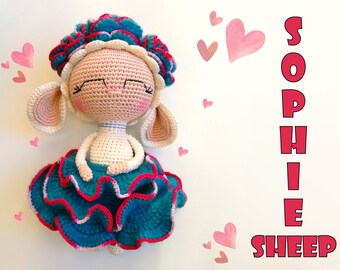 Haakpatroon Sophie-schaap: amigurumi-pop (pdf-patroon)