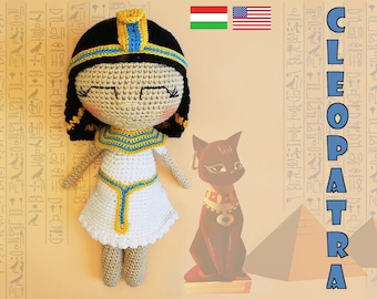 Patrón de muñeca Cleopatra a crochet: Reina egipcia amigurumi (PDF)