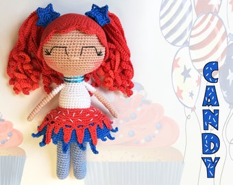 Haakpatroon Cupcake Candy Doll: amigurumi van 4 juli (pdf-patroon)