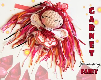 Garnet Fairy Crochet PATTERN,Easy step by step photo tutorial, Present for Birthdays in January, Handcrafted toy, doll for girls, friends