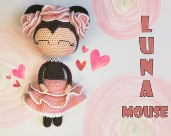 Haakpatroon Luna Mouse: amigurumi-pop met lieveheersbeestje (pdf)