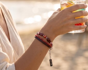 Fiva Läderarmband Rött
