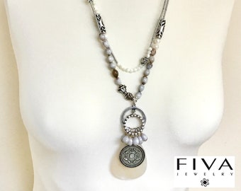 Fiva Necklace Grass Seed Grey-Silver