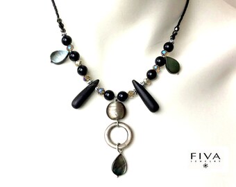 Fiva Collier Necklace Black Onyx Mother of Pearl