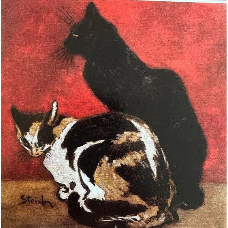 Théophile-alexandre Steinlen Two Cats 12 Blank Cards Envelopes