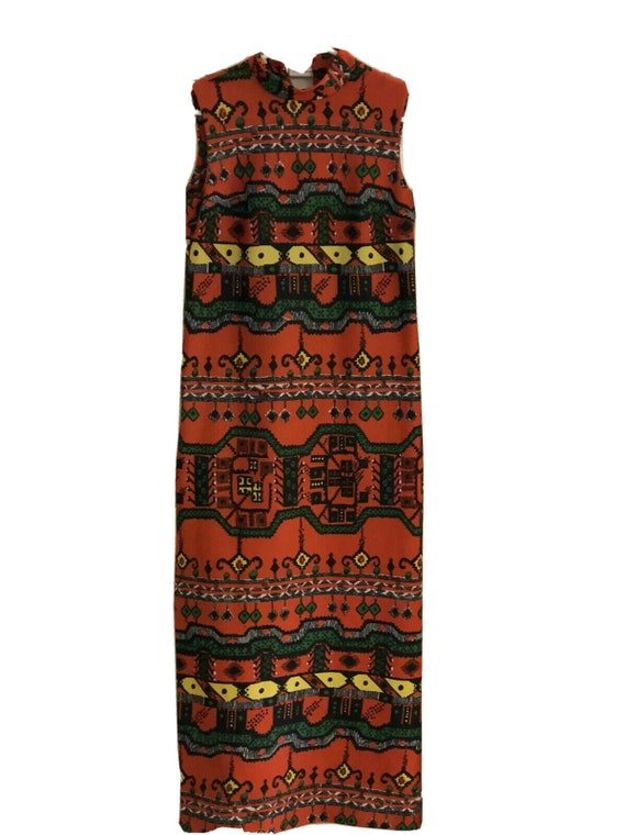 Vintage BOHO Mod Hippie groovy maxi long Aztec Ge… - image 2