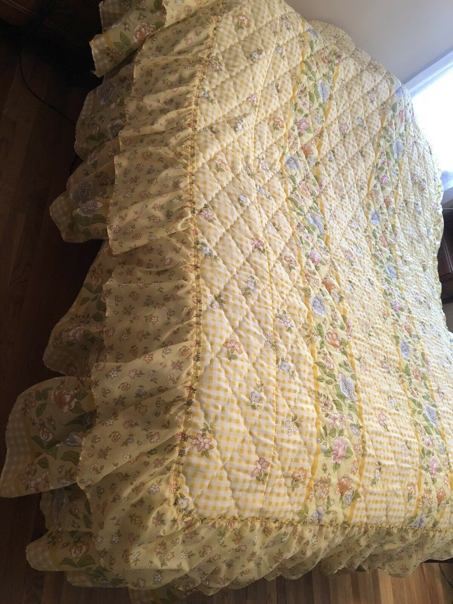 Vintage Jcpenney Diamond Quilted Full Queen Bedspread Yellow Etsy