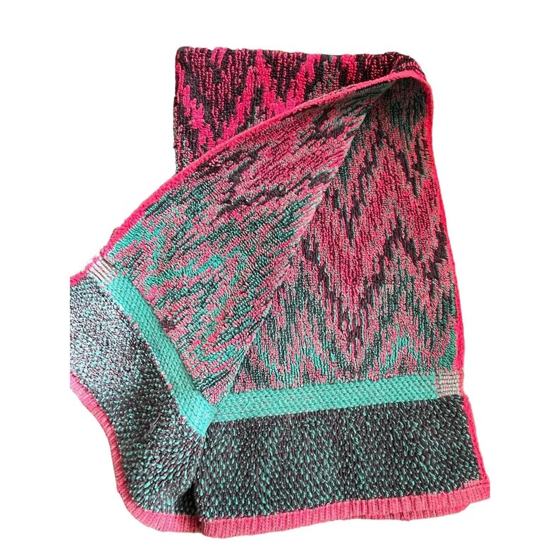 Vintage Fieldcrest Royal Velvet Hand Towel Bright Pink Teal Etsy