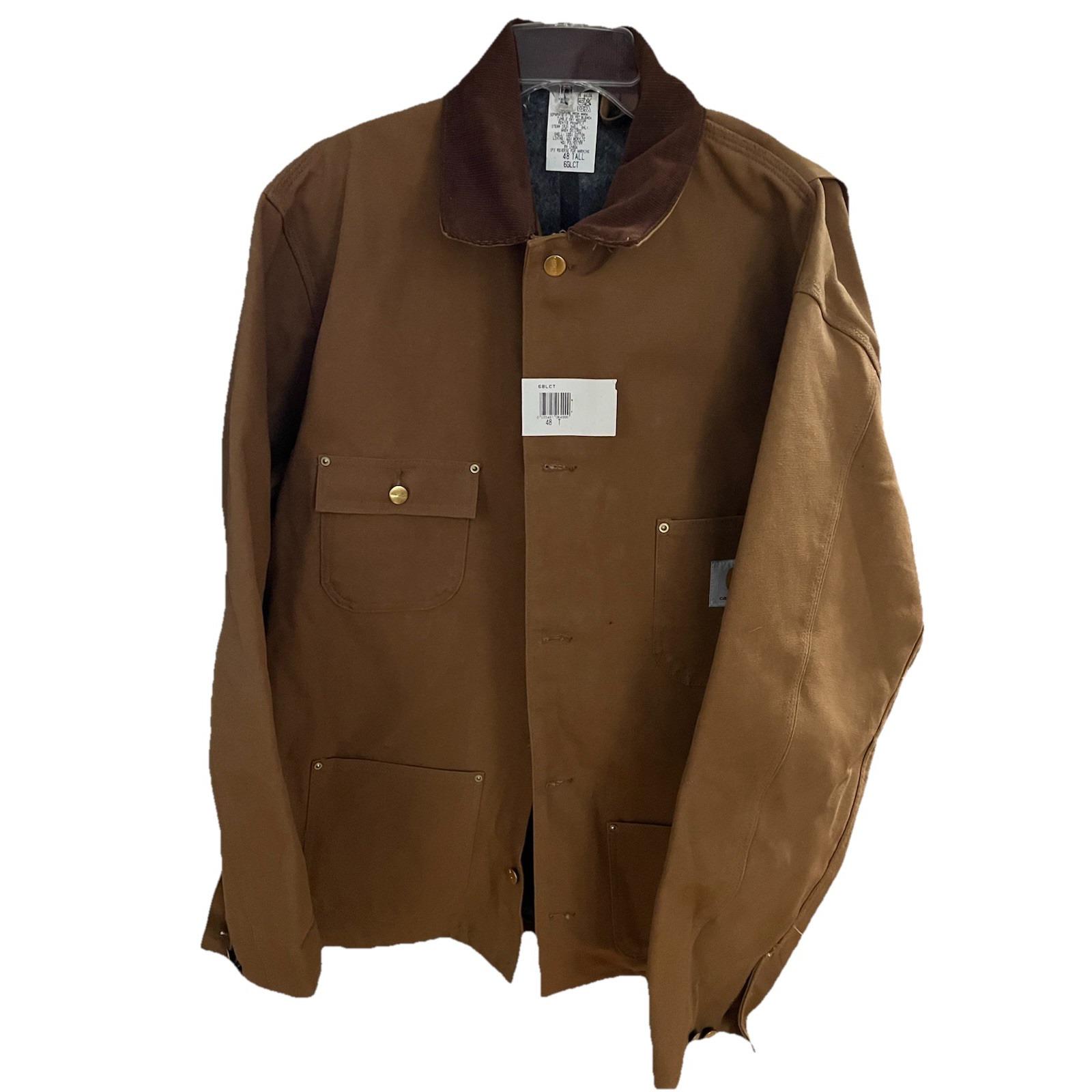 Vtg Carhartt Chore Jacket 48T Brown Blanket Lined Firm Duck Coat