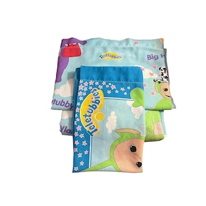 Vintage Teletubbies 1998 Twin Sheet Set Fitted Flat Pillowcase