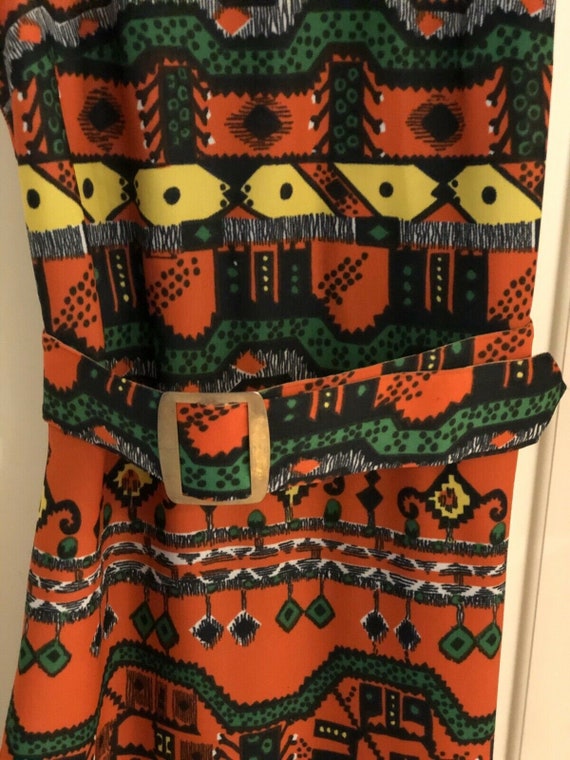 Vintage BOHO Mod Hippie groovy maxi long Aztec Ge… - image 4