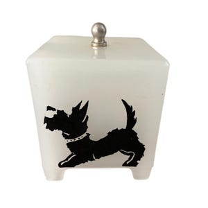 Vtg Scottie Dog Terrier Lamp Shade Art Deco Base Opalescent Milk Glass