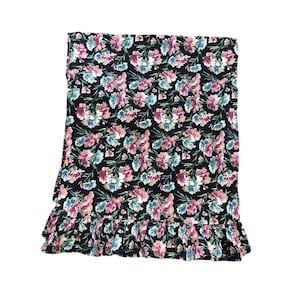 Vintage Ralph Ralph  Lauren Bistro Floral Black Ruffle Flat Full Double Sheet