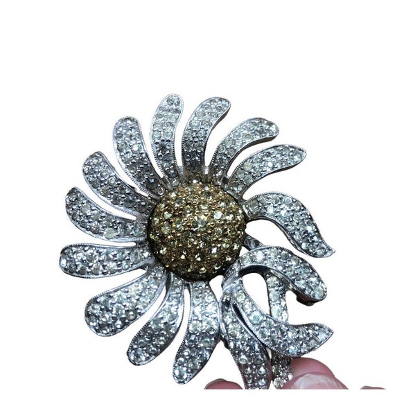 グランドセイコー セール Pave Silver Gold Jomaz Signed Vintage Rhinestone Etsy  - Pin Brooch Daisy Flower アクセサリー