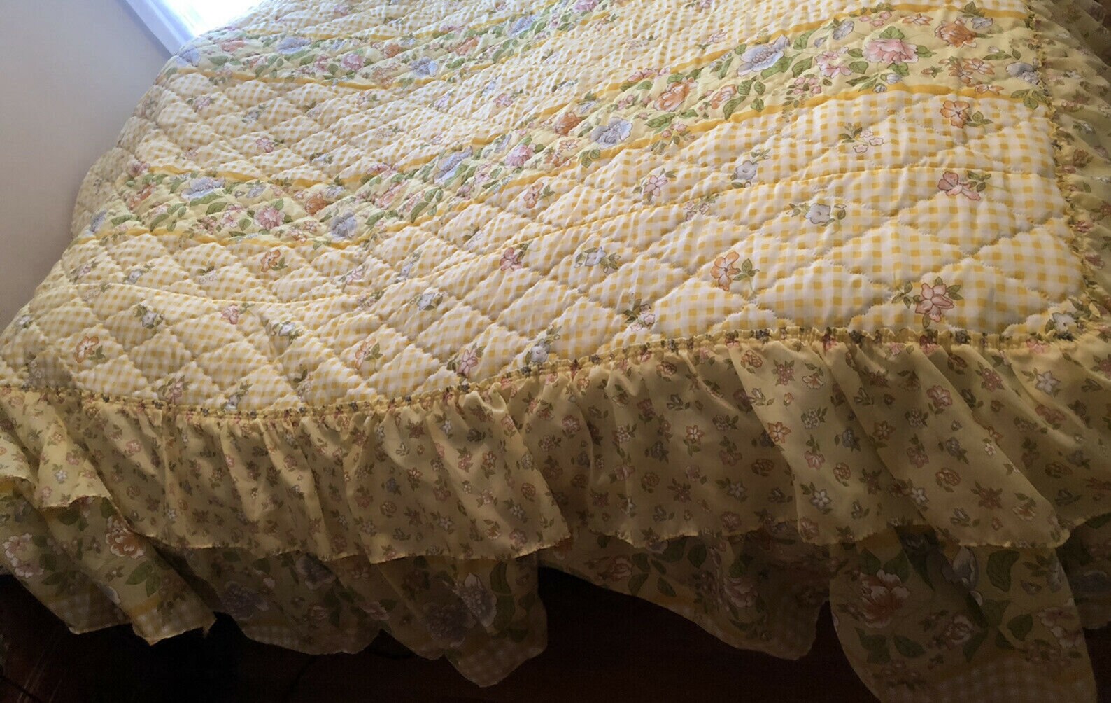 Vintage Jcpenney Diamond Quilted Full Queen Bedspread Yellow Etsy